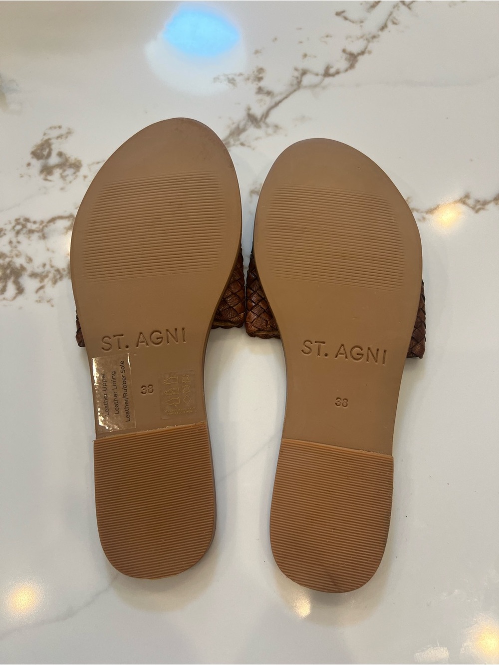 St. Agni Brown Woven Leather Slide Mules - Picture 2 of 2